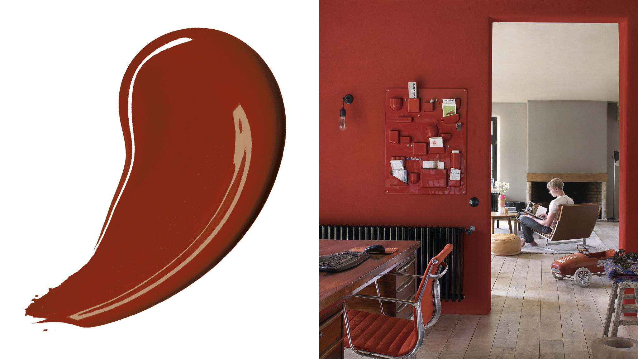 Add warmth with bold red Темные цвета моментально делают пространство более уютным и интимным. Глубокий красный или шоколадный оттенок визуально придвигают стены ближе.