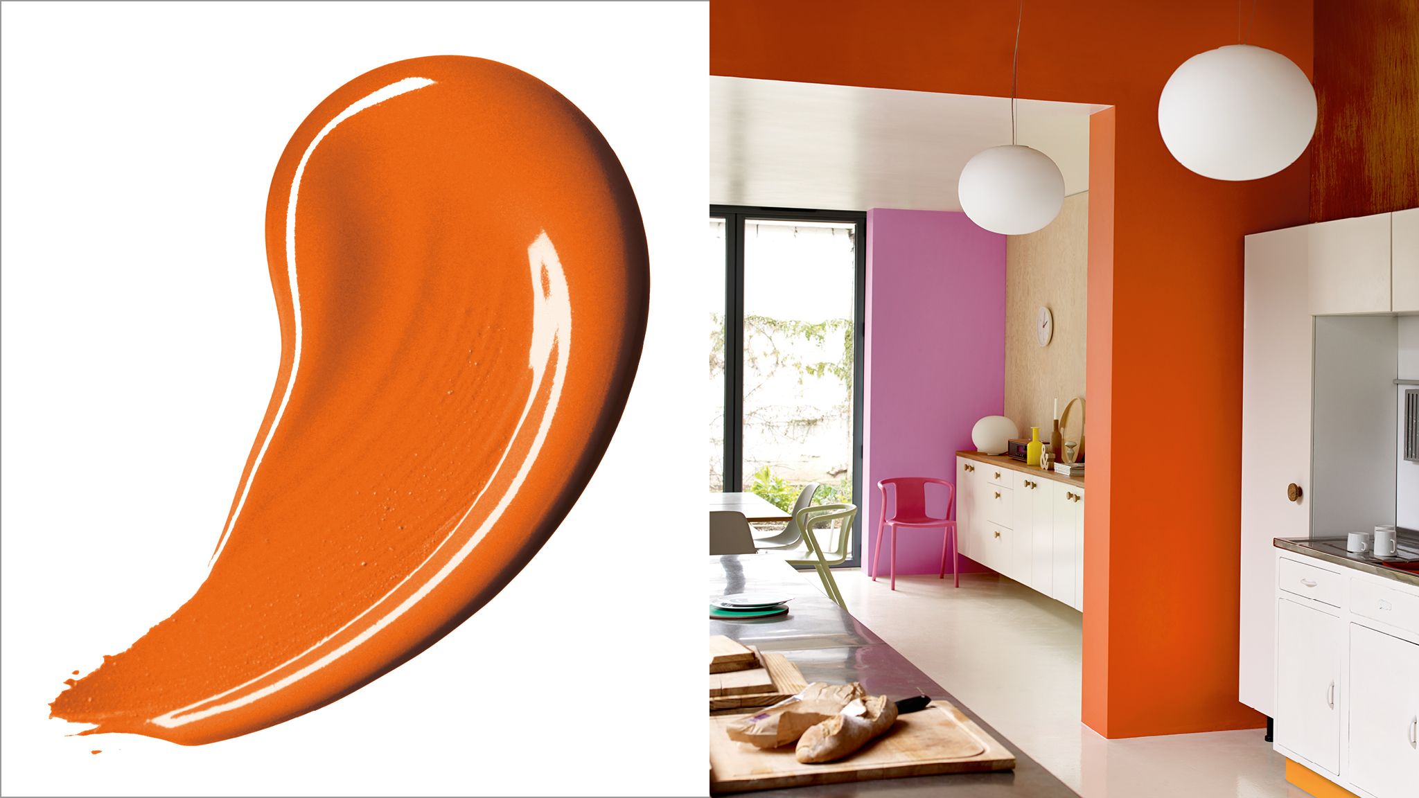 Create a happy home with orange Оранжевый цвет искрится живой энергией. Покрасьте им стены для придания дому веселья и оживленности.