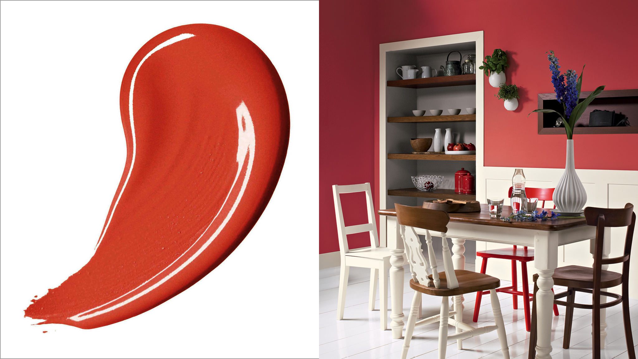 Create warmth with energising red Красный — самый энергичный цвет спектра, он может придать теплоты и гостеприимства любому пространству.