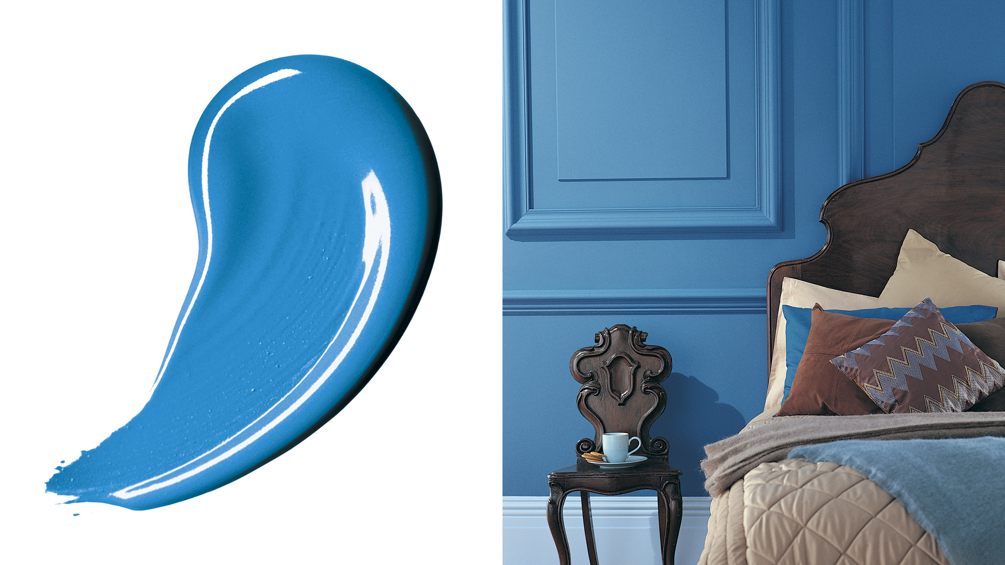 Feel calm in a blue bedroom Свежие и прохладные синие оттенки очень расслабляют. Своим успокаивающим эффектом они могут замедлить ваше сердцебиение, помогая расслабиться в конце напряденного дня.