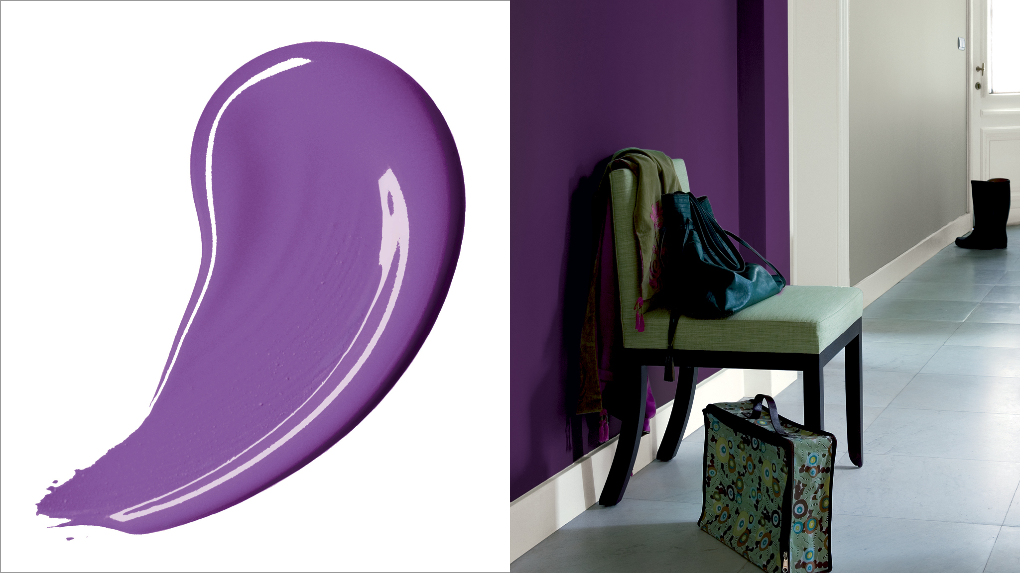 Make a statement with rich purple Богатые оттенки пурпурного излучают уверенность в себе. Этот цвет очень интенсивен, поэтому его лучше использовать как акцентный.